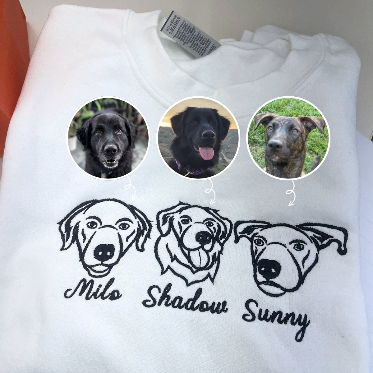 Pug Sweatshirt or Hoodie, Custom Embroidered Gift with Picture Name