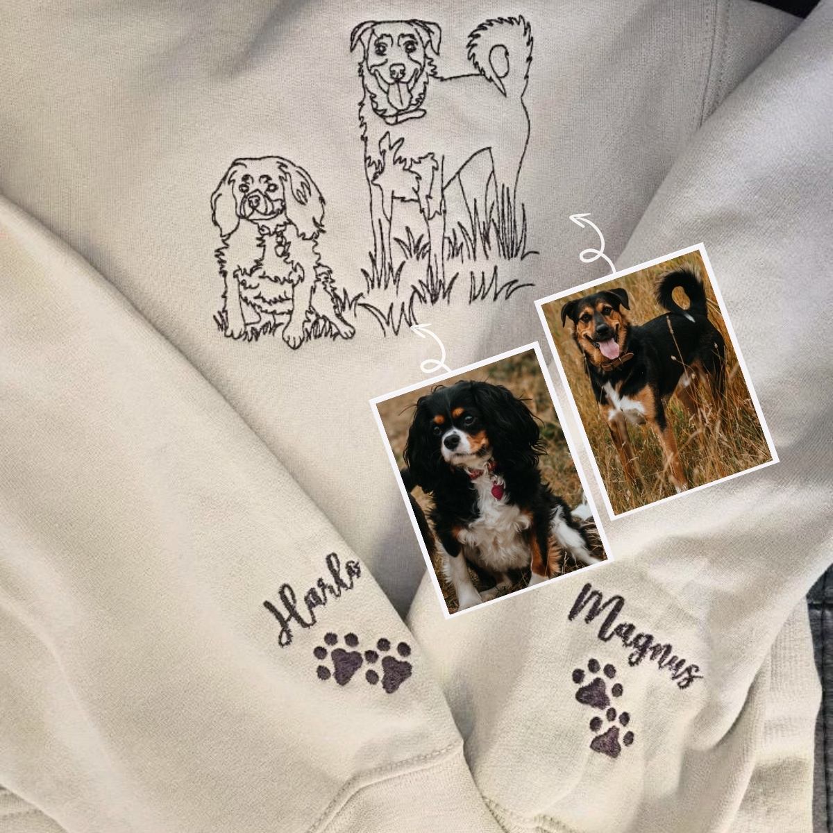 Pug Sweatshirt or Hoodie, Custom Embroidered Gift with Picture Name
