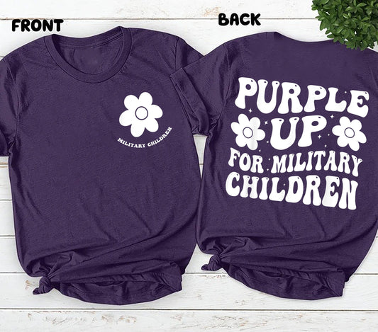 Purple Up For Military Children T-shirt, Military Children Awareness Shirt, Month Of The Military Child Tee, Military Kids Gift For Women