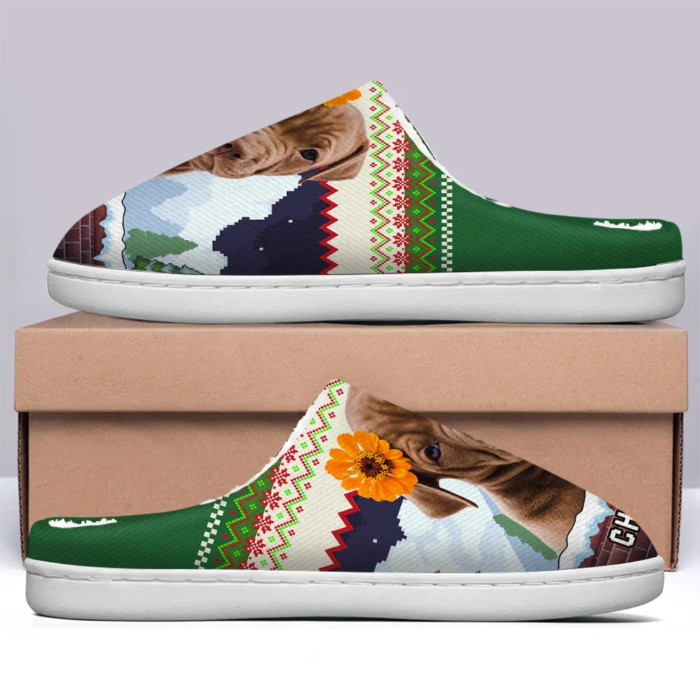 Custom Photo Face Christmas Theme - Personalized Fluffy Slippers