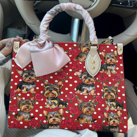 Leather Bag Rosy Yorkie Charm