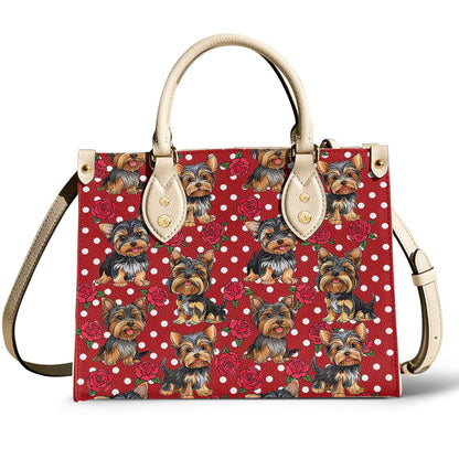 Leather Bag Rosy Yorkie Charm