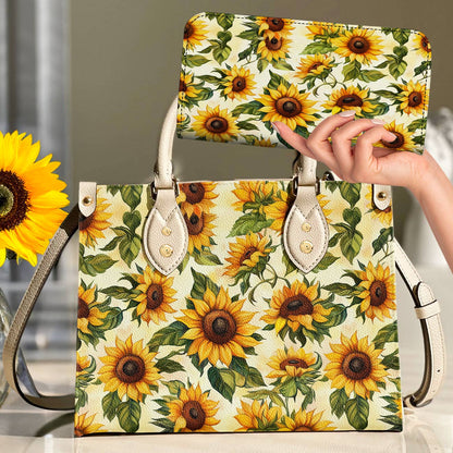 Leather Bag Happy Sunflowers