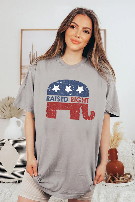 Raised Right Republican Elephant Pro America Conservative Sweatshirt Republican Gifts for Conservative Woman Men Republican Sweatshirt