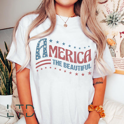 Retro America Shirt, America The Beautiful, 4th Of July Shirt, Fourth Of July, Patriotic USA Gift, Trendy Graphic Tee
