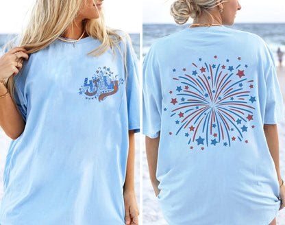 Retro America Tee Shirt, Firecracker Shirt, July 4th T-shirt, Beach Shirt, 4th Of July Firework Shirt, Weekend Lake Shirt1