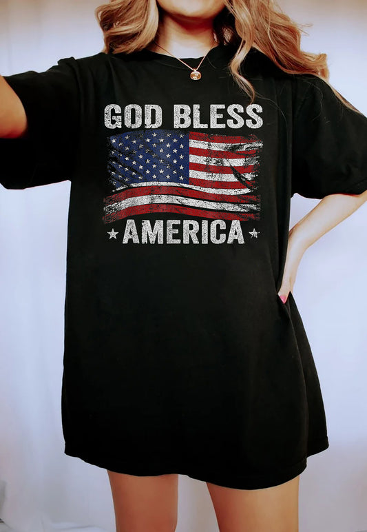 Retro Comfort God Bless America Shirt