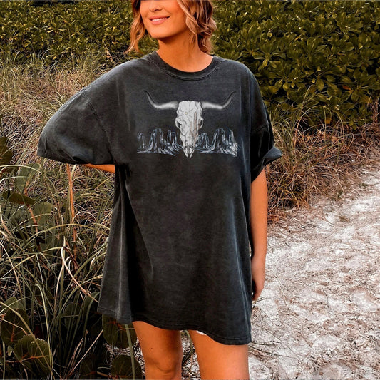 Retro Cow Skull Shirt, Retro Shirt for Women, Vintage Rodeo Shirt for Her, Rodeo Shirt, Girl Friends, Boho Shirt, Cow Skull sweatshirt
