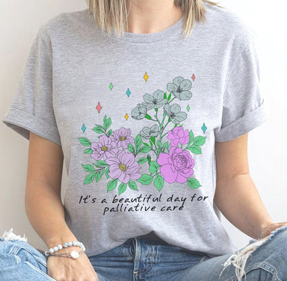 Retro Flower Hospice Nurse T-shirt, It's A Beautiful Day For Palliative Care Tee Shirt, Hospice Aide T-shirt, Hospice Social Worker Shirt