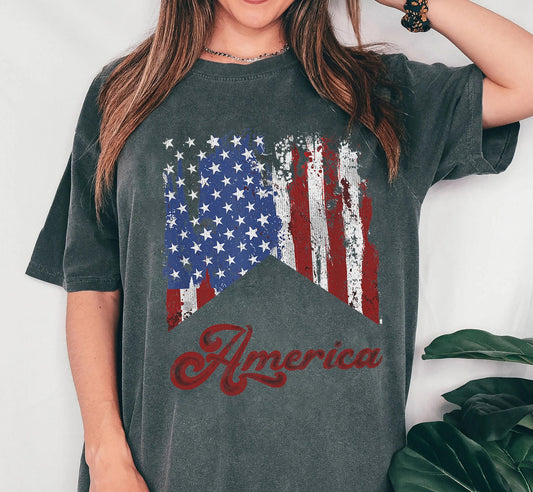 Retro Red White And Blue T-shirt, America Tee, Fourth Of July Shirt Shirt, USA Shirt, Summer BBQ T-shirt, Women's 4th Of July, 1776 Tee