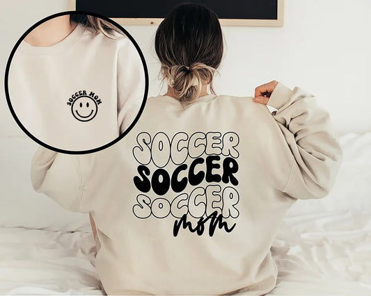 Retro Smiley Soccer Mom Sweatshirt, Custom Soccer Shirt, Game Day Soccer Hoodie, Soccer Sweatshirt, Cute Soccer Mom Life Shirts, Mom Shirt