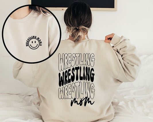 Retro Smiley Wrestling Mom Sweatshirt, Wrestling Mom Shirt, Game Day Wrestling, Wrestling Sweatshirt, Wrestling Mom Gift, Mom Sweatshirt