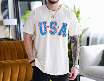 Retro Smiley Flag USA Shirt, Fourth of July Tee, 4th of July Smiley Face, Oversized Tshirt, Women Patriotic Shirts