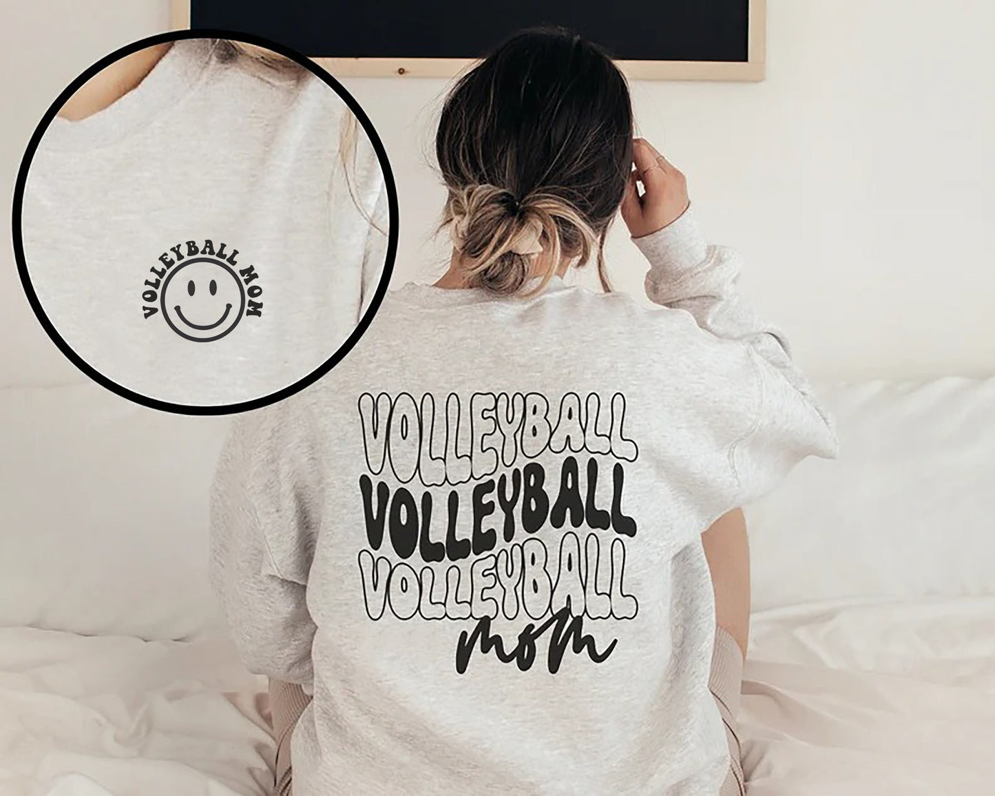 Retro Volleyball Mom Sweatshirt, Smiley Face Volleyball Shirt, Game Day Volleyball, Volleyball Sweatshirt, Volleyball Shirts, Mom Sweatshirt