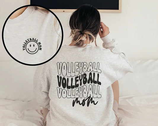 Retro Volleyball Mom Sweatshirt, Smiley Face Volleyball Shirt, Game Day Volleyball, Volleyball Sweatshirt, Volleyball Shirts, Mom Sweatshirt