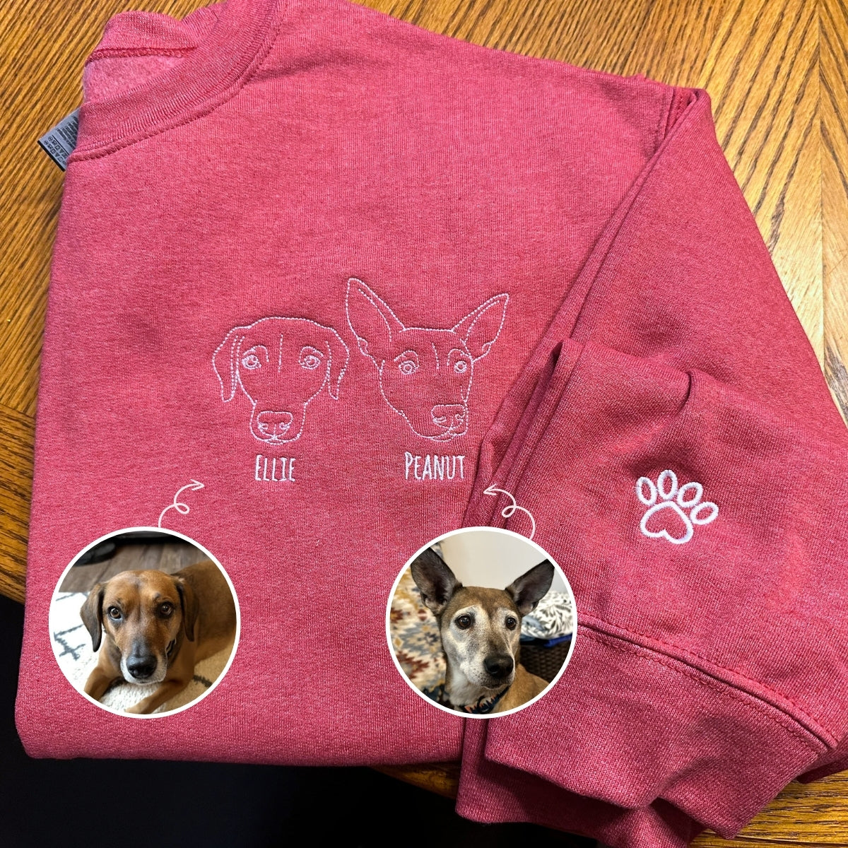 Rhodesian Ridgeback Sweatshirt or Hoodie, Custom Embroidered Gift from Photo Name