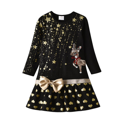Girl Casual Dress Kids Cotton Dresses Long Sleeve Straight Dress for Spring Autumn Kids Cartoon Costumes Children Clothing