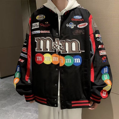 Unisex Baseball Jacket Men American Spring Autumn High Street Bomber Jacket Korean Fashion Varsity Bombers Racing couple Coats