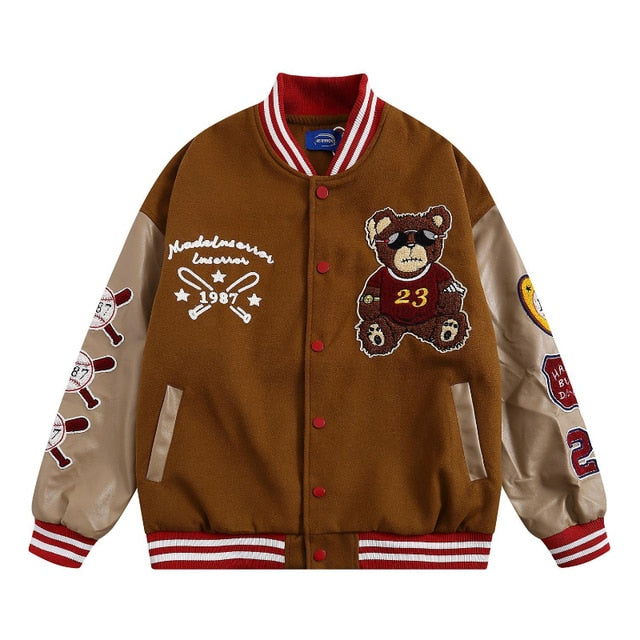 Streetwear lettera ricamo giacca moto uomo Chaquetas Hombre Hip Hop Vintage cotone coppie primavera giacca da Baseball Unisex