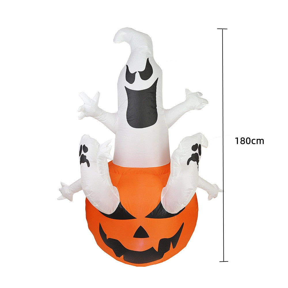 2.4m Big Halloween Inflatable Ghost Holding Pumpkin Street Signs Decoration Tricks or Treats Halloween