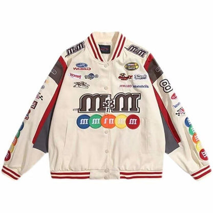 Autumn Winter Women's Embroidery Thin Baseball Racing Jacket Men Female Coat Outerwear Plus Size Long Sleeve Clothing