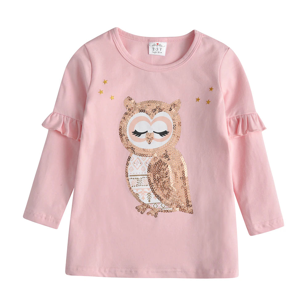 Kids Unicorn Cartoon T Shirt Girls Clothes Long Sleeve Tee Spring Casual Wear Tops Toddlers Pink Tees Children Clothing