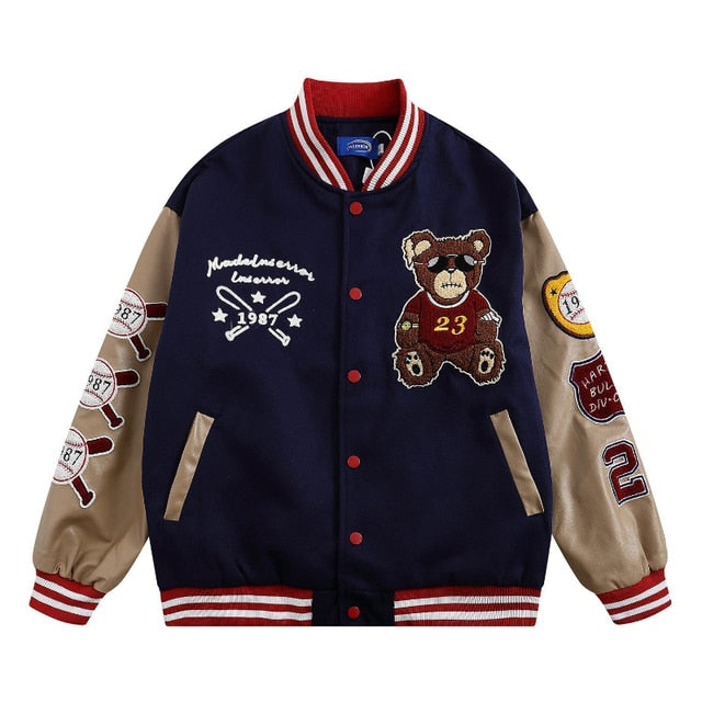 Streetwear lettera ricamo giacca moto uomo Chaquetas Hombre Hip Hop Vintage cotone coppie primavera giacca da Baseball Unisex