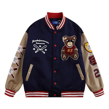 Streetwear lettera ricamo giacca moto uomo Chaquetas Hombre Hip Hop Vintage cotone coppie primavera giacca da Baseball Unisex