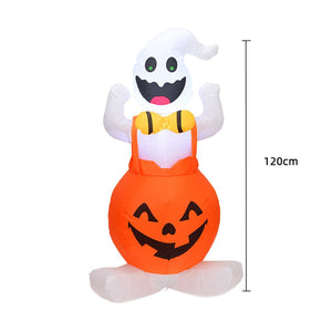 2.4m Big Halloween Inflatable Ghost Holding Pumpkin Street Signs Decoration Tricks or Treats Halloween