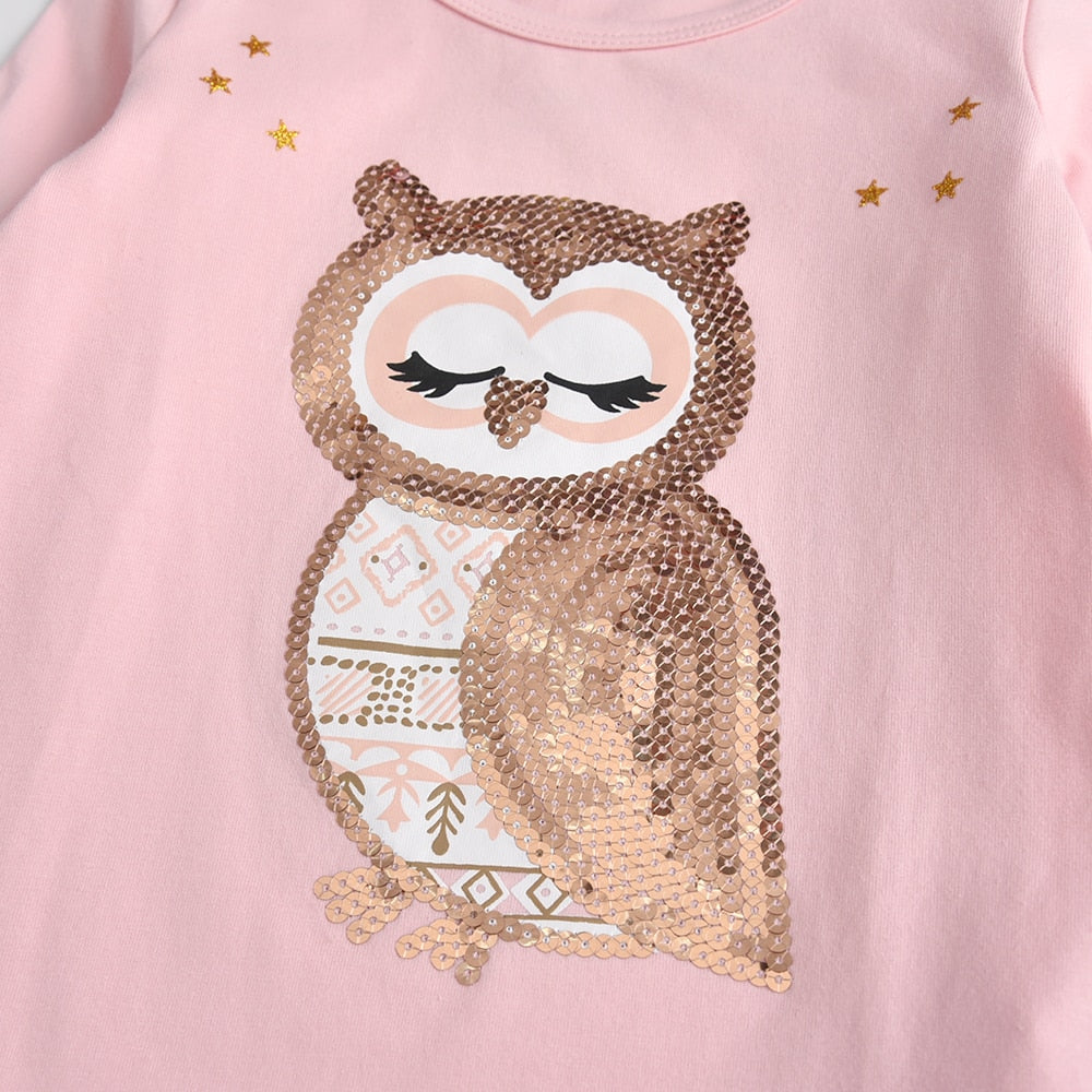 Kids Unicorn Cartoon T Shirt Girls Clothes Long Sleeve Tee Spring Casual Wear Tops Toddlers Pink Tees Children Clothing