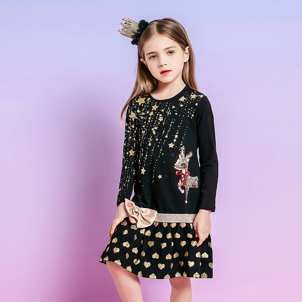 Girl Casual Dress Kids Cotton Dresses Long Sleeve Straight Dress for Spring Autumn Kids Cartoon Costumes Children Clothing