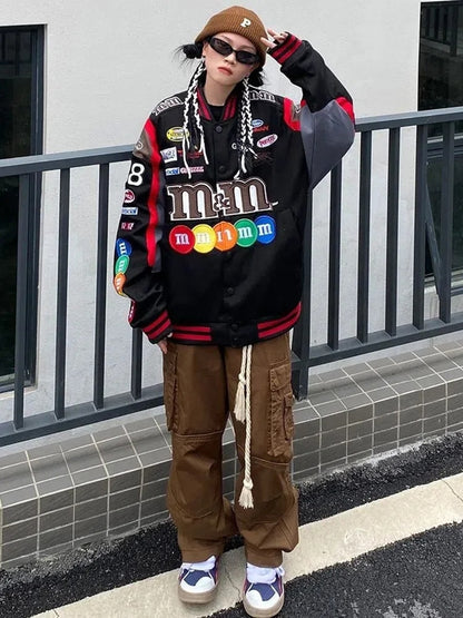 Unisex Baseball Jacket Men American Spring Autumn High Street Bomber Jacket Korean Fashion Varsity Bombers Racing couple Coats