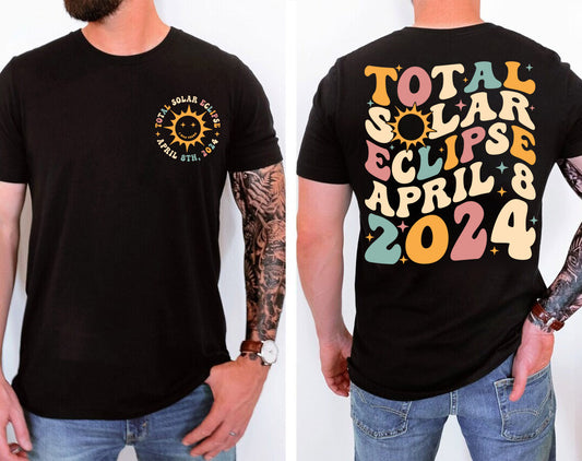 Solar Eclipse 2024 Shirt, Double-Sided Sweatshirt, April 8th 2024 Shirt, Eclipse Event 2024 Shirt, Celestial Hoodie, Gift for Eclipse Lover