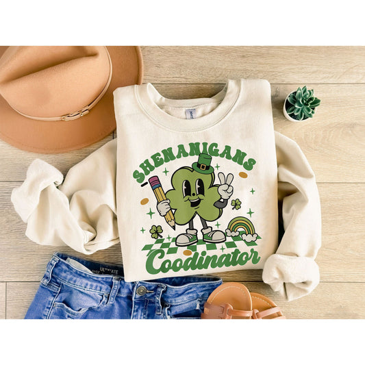 St. Patrick's Day Teacher Sweatshirt  Teacher St. Patrick  Shenanigans Coordinator  Retro St. Patrick  One Lucky Teacher  Teacher Gift