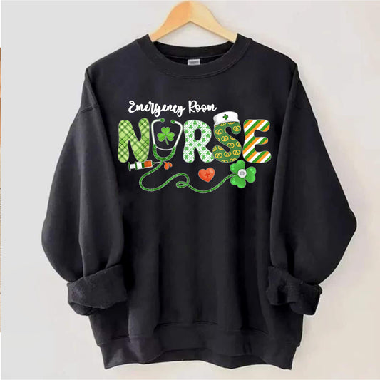 St. Patrick's Day Nurse Shamrock Sweatshirt, St Patricks Day TShirt for Nurse, Lucky Irish Women T Shirt Nurse Stethoscope Gift for Nurse