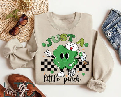 St. Patrick's Day Nurse Shirts, Nurse Shirts, Nurse St. Patrick's Shirt, Just a Little Pinch RN L&D Phlebotomist, Shamrock T-Shirt for Women 1