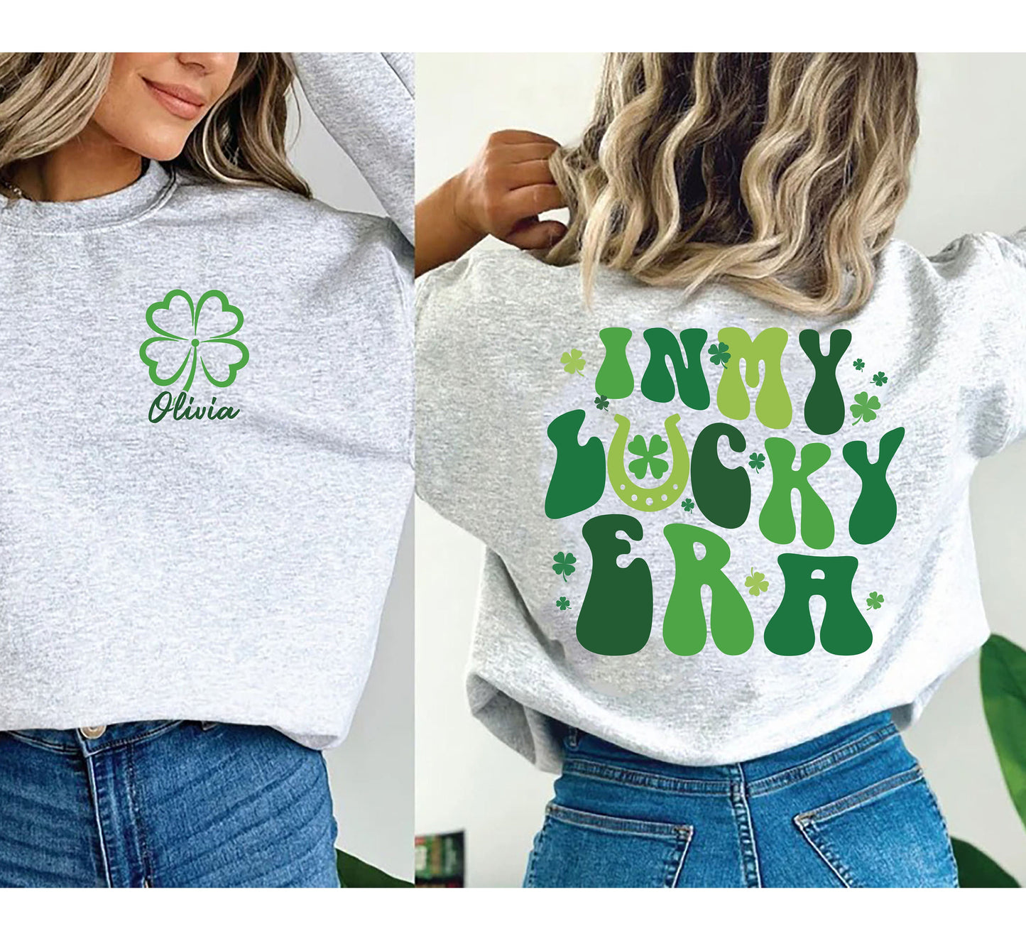 St Patrick's Day In My Lucky Era Sweatshirt, Custom name St Patty's Day Tee,In My Lucky Era Shirt, Saint Patty's Day Apparel, Cute Shamrock