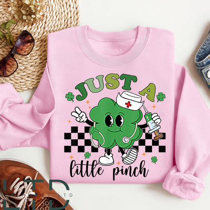 St. Patrick's Day Nurse Shirts, Nurse Shirts, Nurse St. Patrick's Shirt, Just a Little Pinch RN L&D Phlebotomist, Shamrock T-Shirt for Women 1