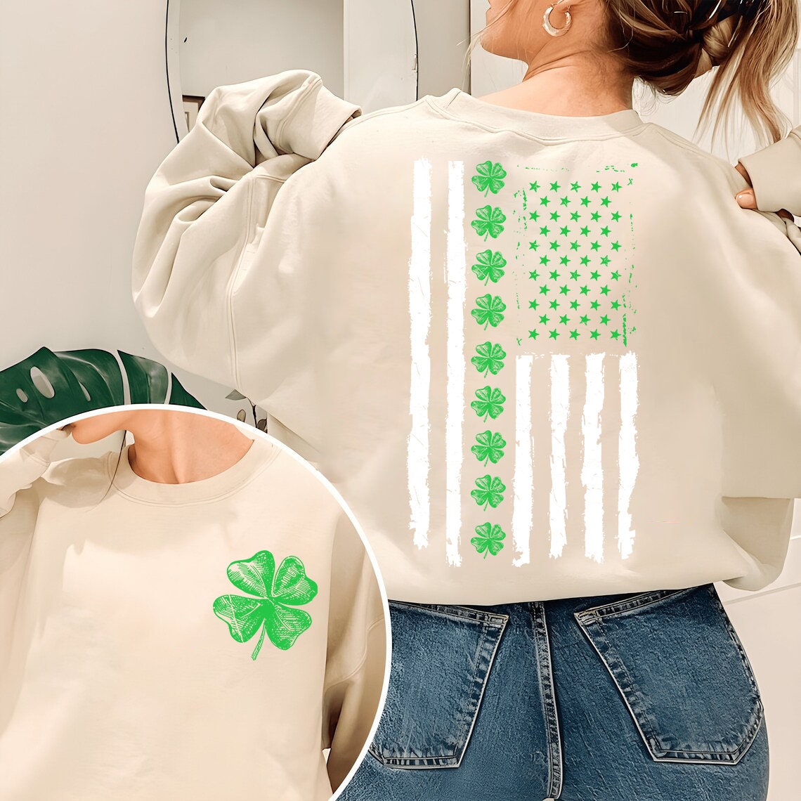 St. Patrick's Day American Flag Hoodie and Sweatshirt, Saint Patrick's Day Shirt, Irish Shirt, USA Flag Shirt