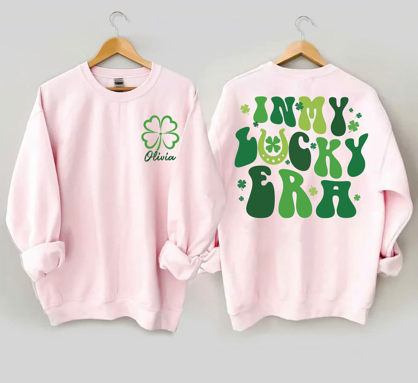 St Patrick's Day In My Lucky Era Sweatshirt, Custom name St Patty's Day Tee,In My Lucky Era Shirt, Saint Patty's Day Apparel, Cute Shamrock