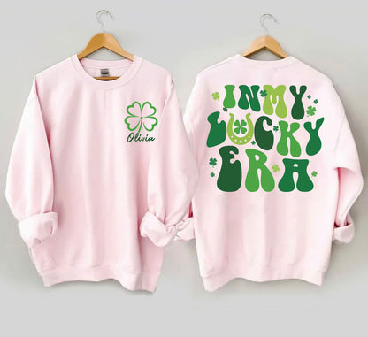 St Patrick's Day In My Lucky Era Sweatshirt, Custom name St Patty's Day Tee,In My Lucky Era Shirt, Saint Patty's Day Apparel, Cute Shamrock