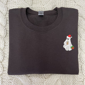 Santa Ghost Christmas Sweatshirt Embroidered Christmas Sweatshirt