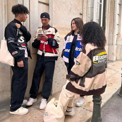 Streetwear lettera ricamo giacca moto uomo Chaquetas Hombre Hip Hop Vintage cotone coppie primavera giacca da Baseball Unisex