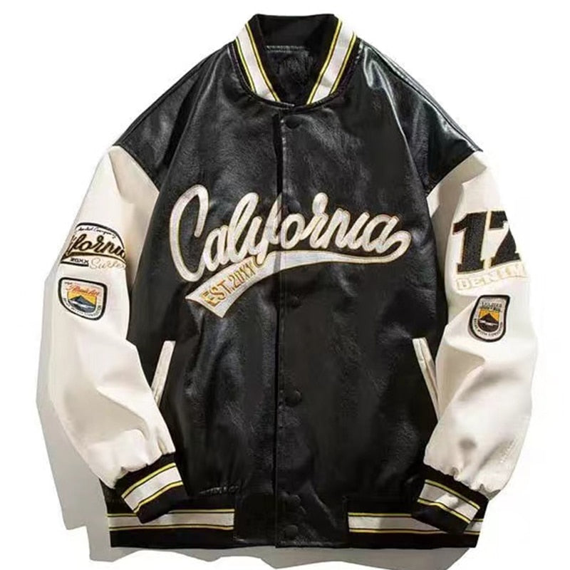 Bróidnéireacht Píolótach Baseball Jacket Fir Hip-Hop Streetwear PU Leathar Varsity Buamadóir Jacket Mná 2023 Nua Harajuku Cótaí Scaoilte