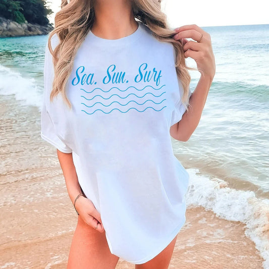 Sea Sun Surf Tshirt, Minimal Waves Shirt, Beach Shirt, Ocean tee, Boating gear, Summer Tee, summer Unisex shirt, beach t shirt, family gift