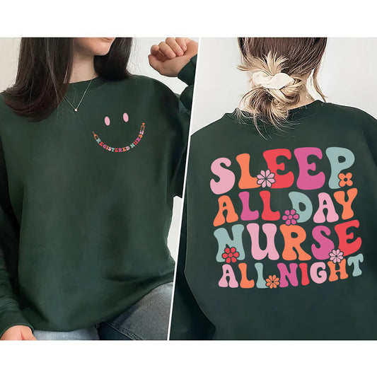 Sleep All Day Nurse All Night Comfort Colors Shirt, Funny Nurse Shirt, Nurse Tshirt, Nursing Shirts, Nurse Gift, Nurse Week, Smiling Nurse