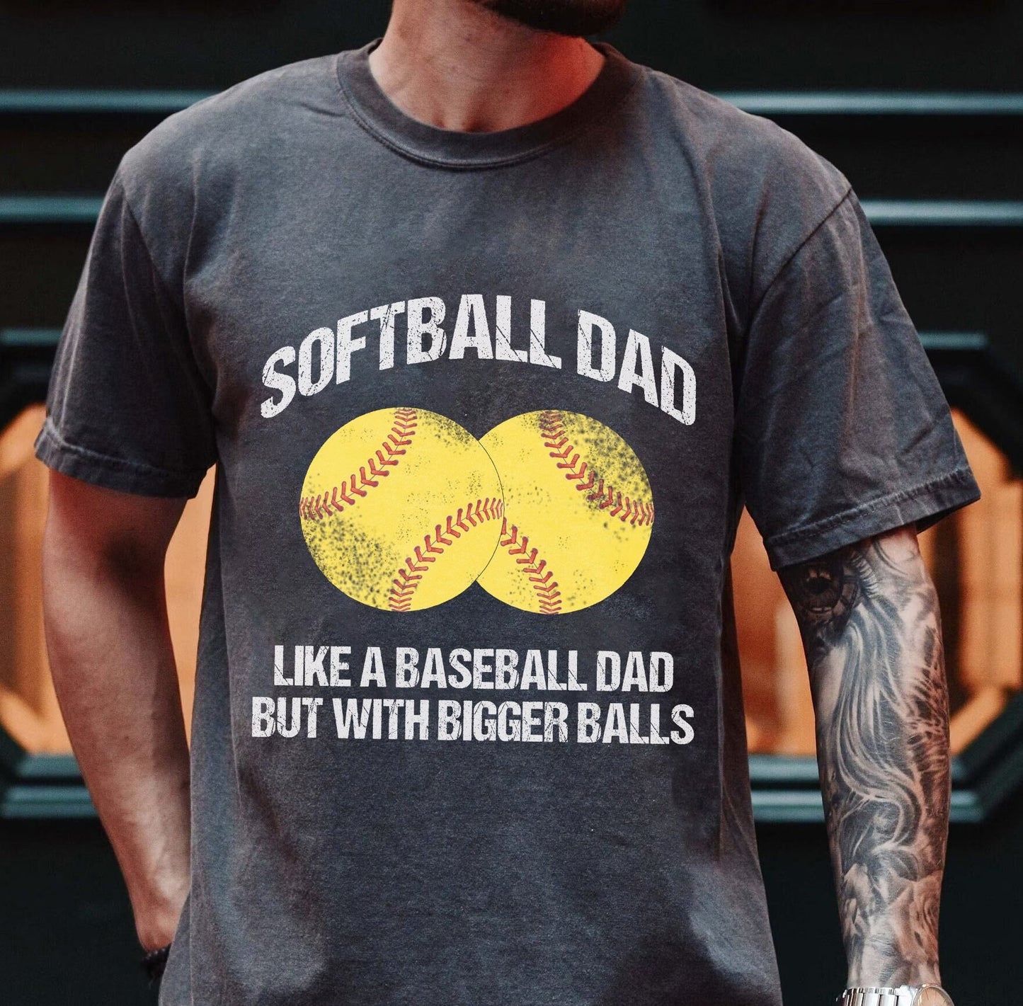 Softball Dad Like A Baseball Dad But With Bigger Balls T-shirt, Softball Dad Shirt, Baseball Dad T-Shirt, Gift For Dad