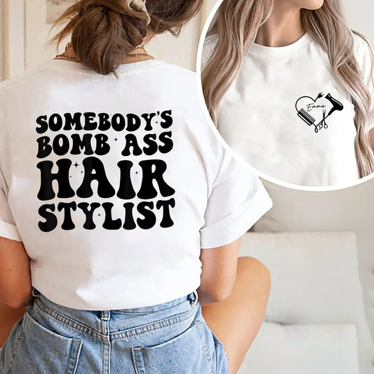Somebody's Bomb Ass Hair Stylist Shirt, Hair Stylist Shirt, Hair Stylist Gift, Hair Hustler Shirt, Barbershop Shirt, Trendy Hair Stylist