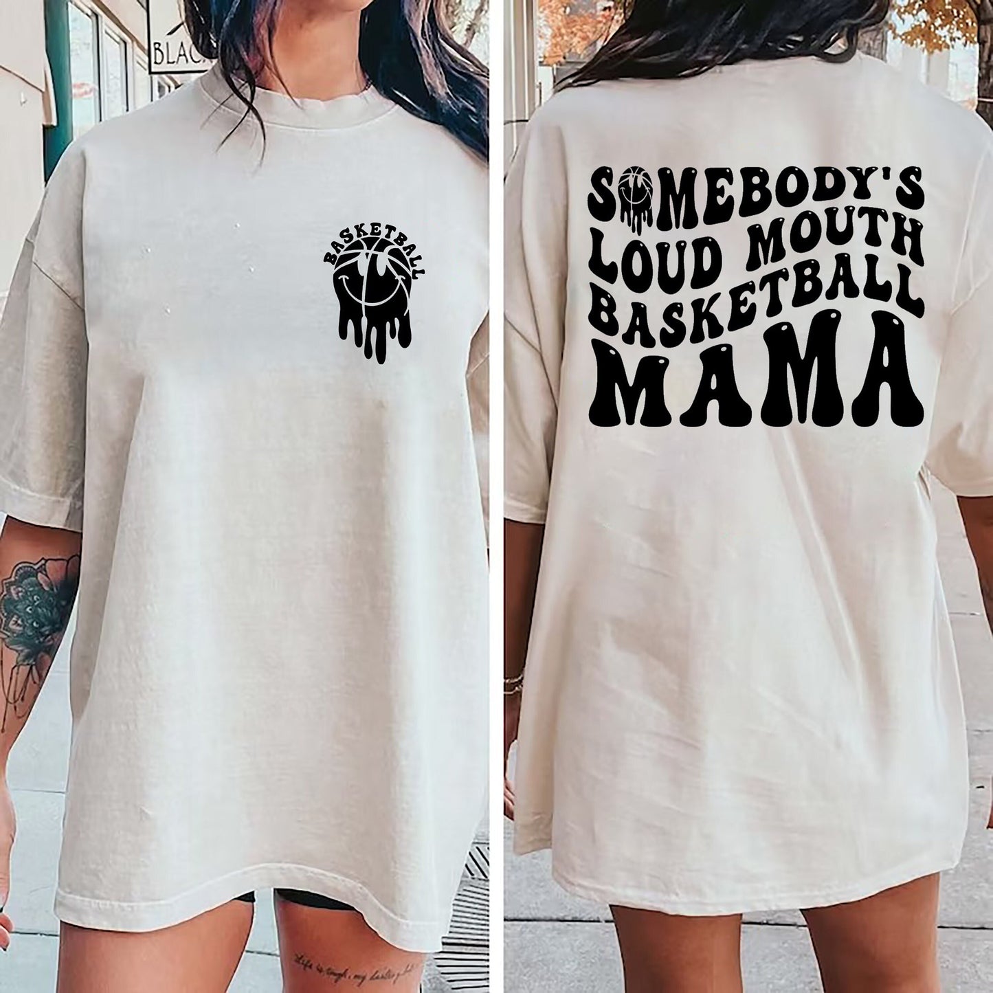 Somebody's Loud Mouth Baseball Mama Melting Smile Shirt, Front and Back Mama Shirt, Somebody's Loud, Baseball Shirt, Baseball Mama Shirt