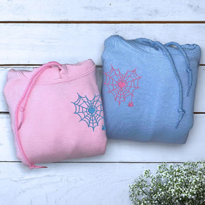 Spider Web Heart Hoodie or Sweatshirt, Custom Embroidered Valentine's Day Gifts for New Couples